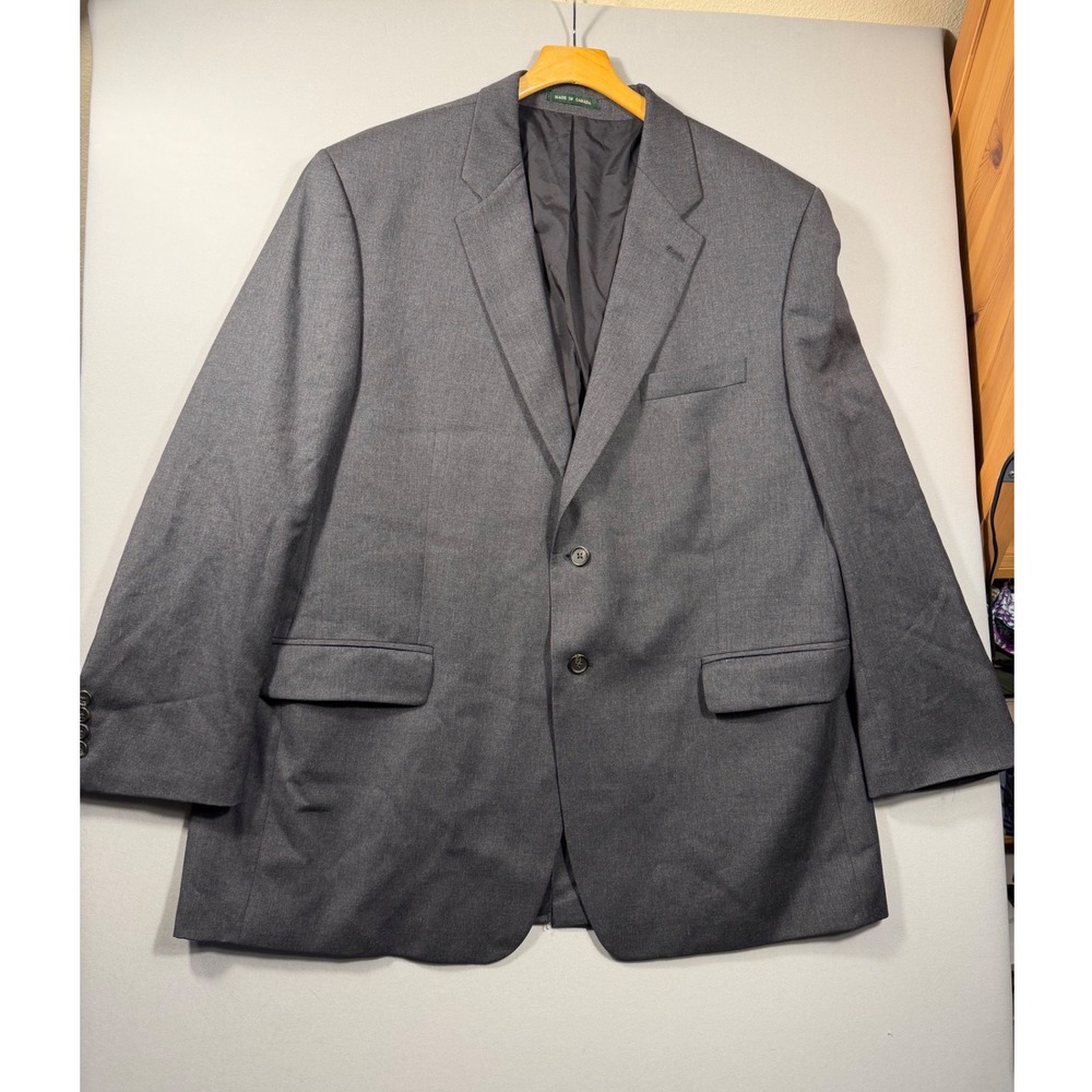 Lauren Ralph Lauren Mens 48R Wool Blazer Sport Coat Charcoal Gray Made in Canada